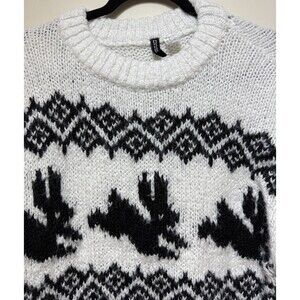 Vintage 80s 90s style Bunny Easter Sweater Divided H&M Black White M